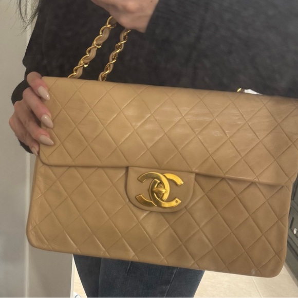 Chanel Classic Single Flap Jumbo XL Maxi - Vintage Beige HOLY GRAIL SINGLE FLAP - Picture 2 of 16